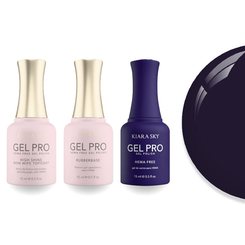 Kiara Sky Gel Pro Polish - HEMA - Free Rubber Base - High - Shine Non - Wipe Top Coat - 135 Grape Gatsby - DTK Nail Supply
