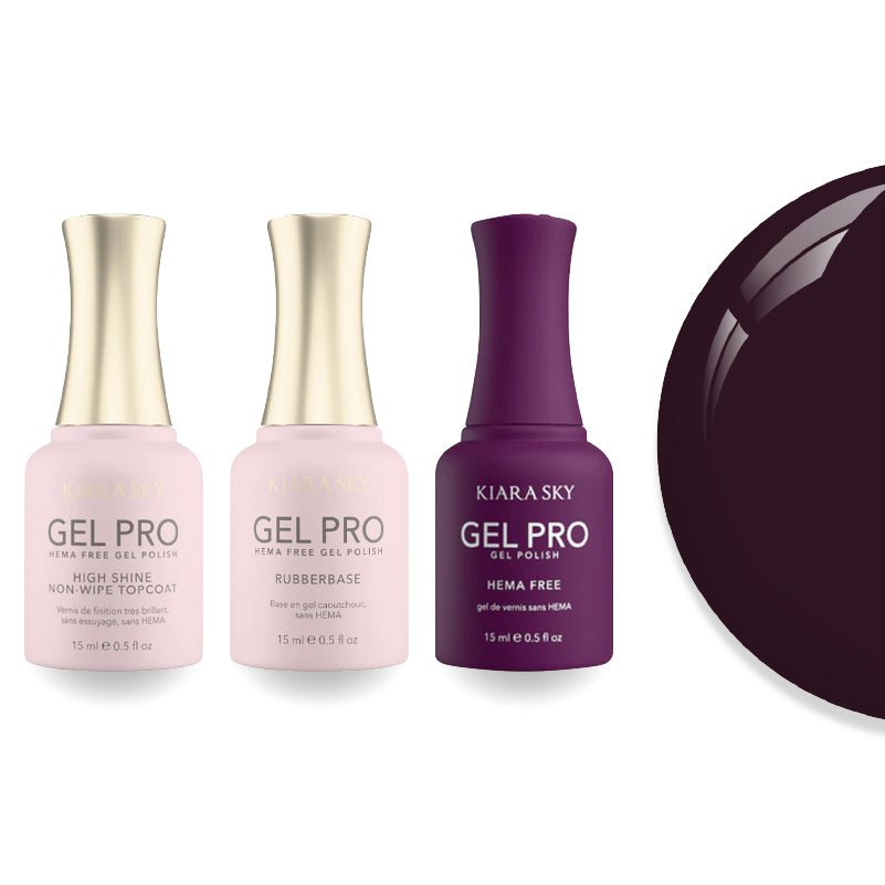 Kiara Sky Gel Pro Polish - HEMA - Free Rubber Base - High - Shine Non - Wipe Top Coat - 136 Vamp It Up - DTK Nail Supply