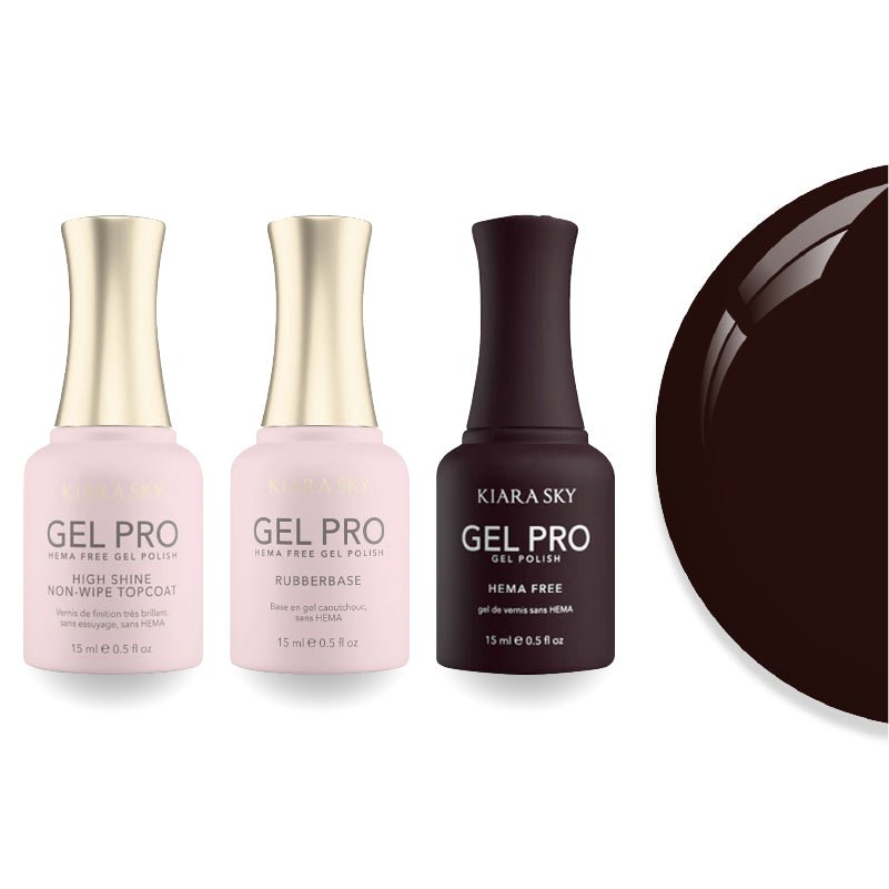 Kiara Sky Gel Pro Polish - HEMA - Free Rubber Base - High - Shine Non - Wipe Top Coat - 143 Deeply Devoted - DTK Nail Supply