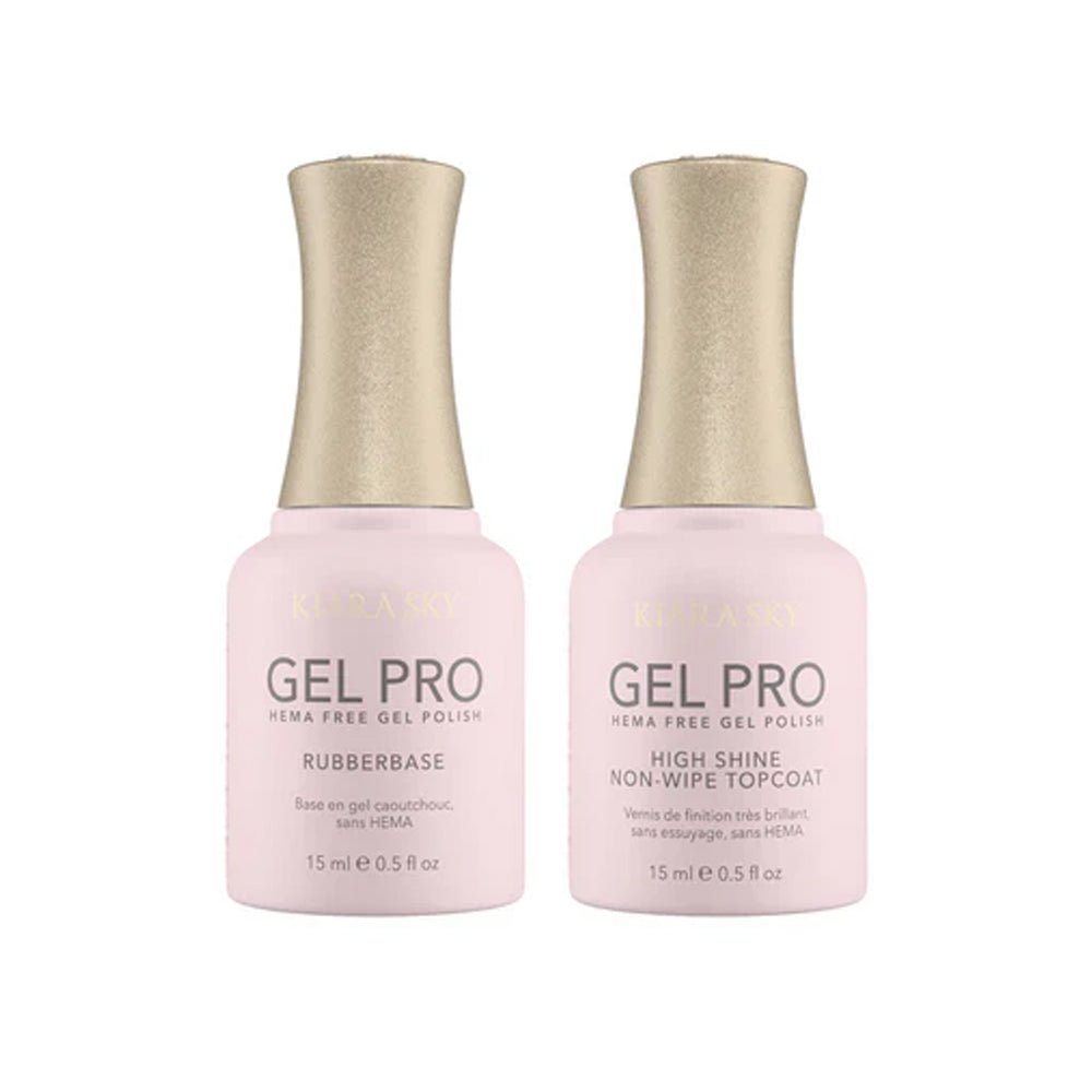 Kiara Sky Gel Pro Polish - HEMA - Free Rubber Base - High Shine Non - Wipe Top Coat - DTK Nail Supply