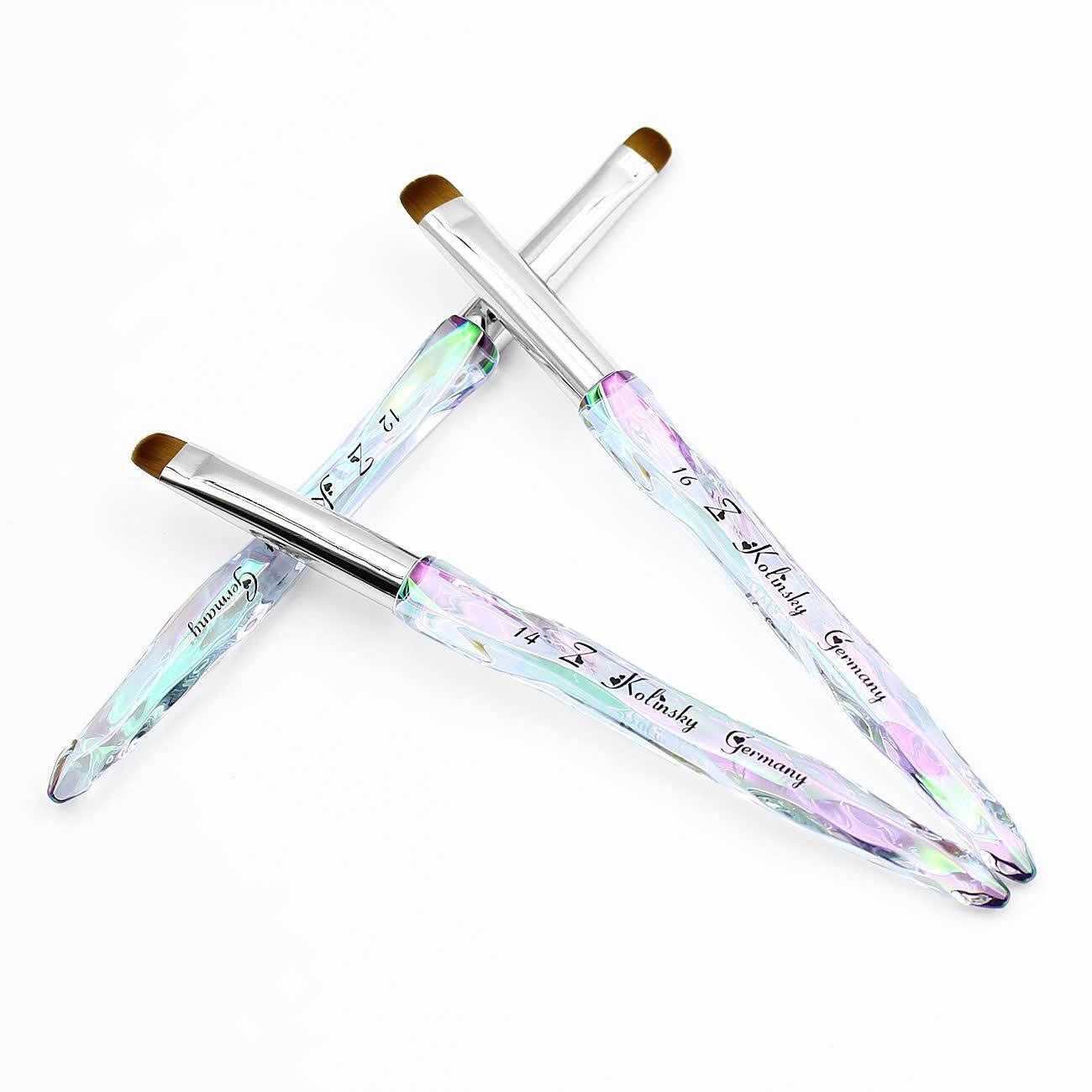 Kolinsky French Brush Crystal Handle 14 - DTK Nail Supply