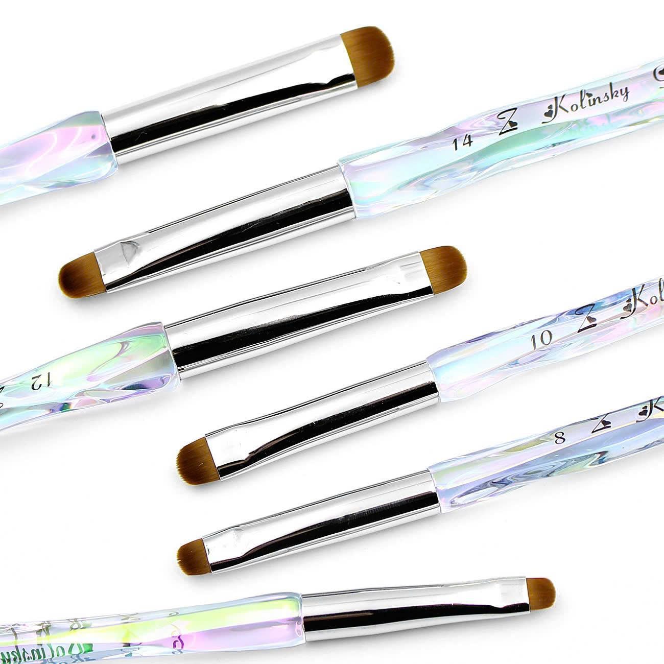 Kolinsky French Brush Crystal Handle 14 - DTK Nail Supply