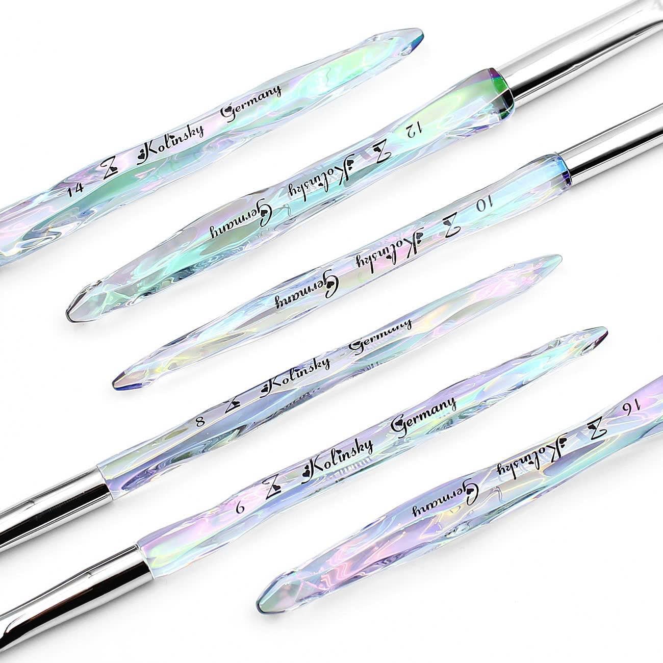 Kolinsky French Brush Crystal Handle 14 - DTK Nail Supply