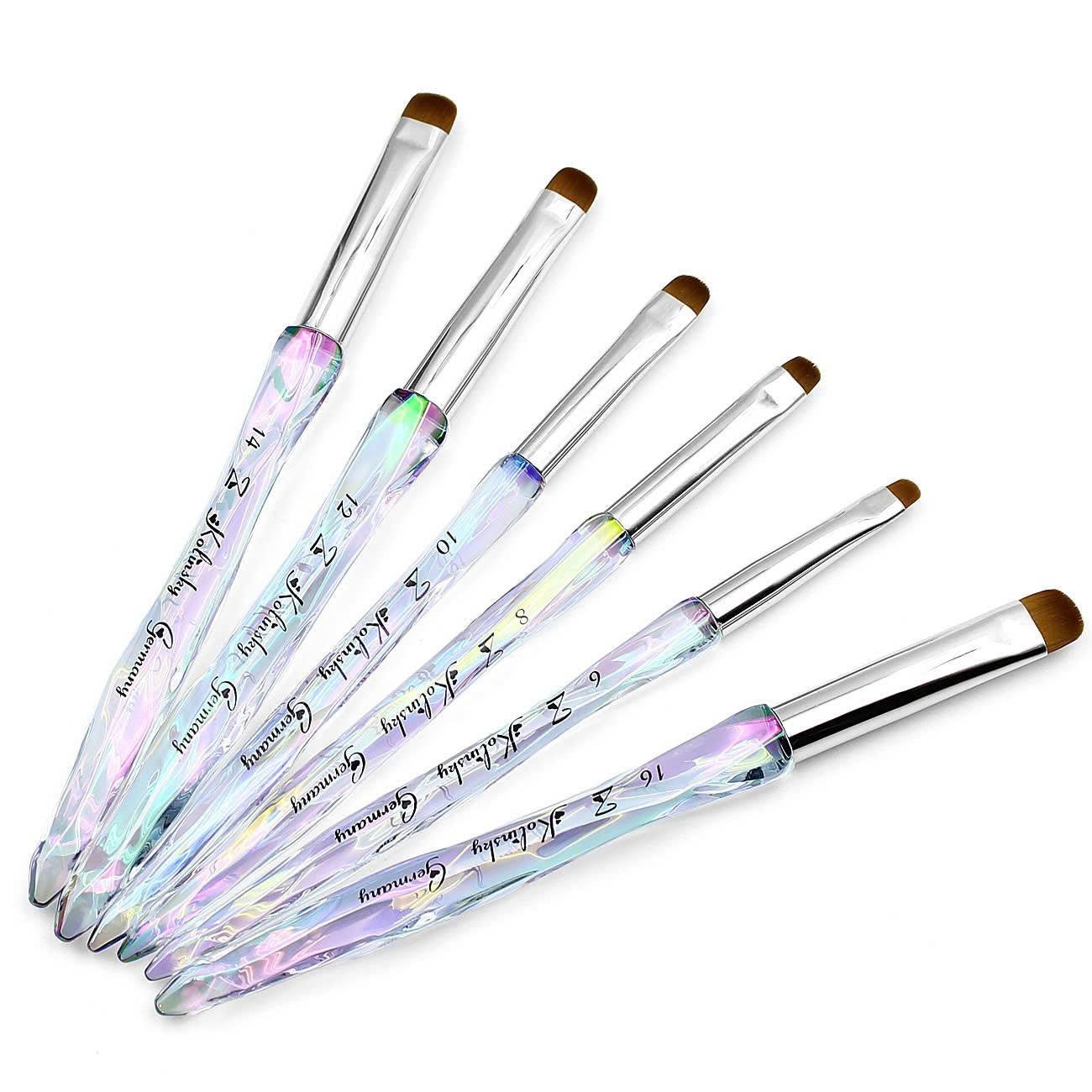 Kolinsky French Brush Crystal Handle 14 - DTK Nail Supply