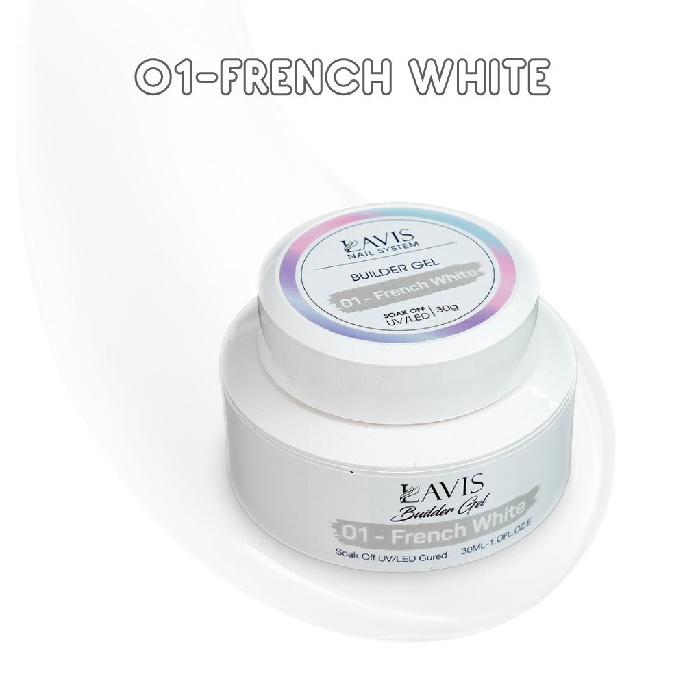 LAVIS 01 French White - Builder Gel In The Jar 30ml - DTK Nail Supply