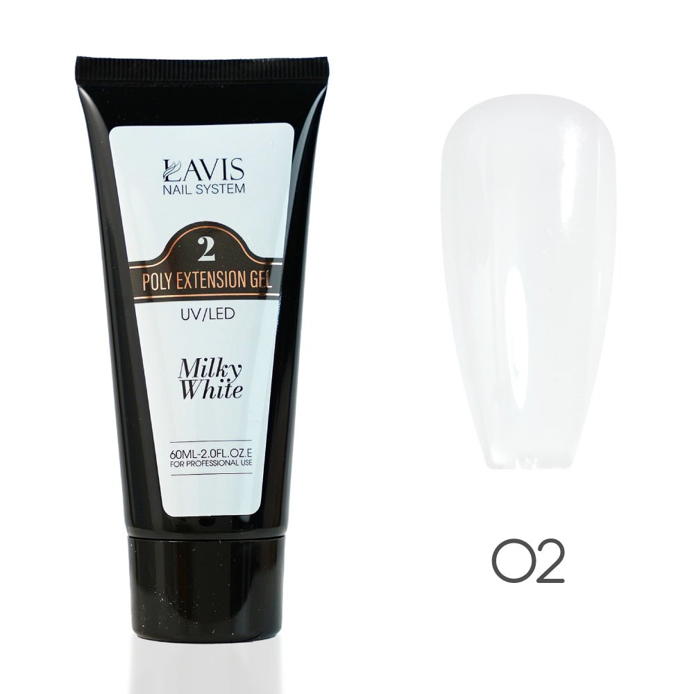 LAVIS 02 Milky White - New Poly Extension Gel UV/LED - DTK Nail Supply