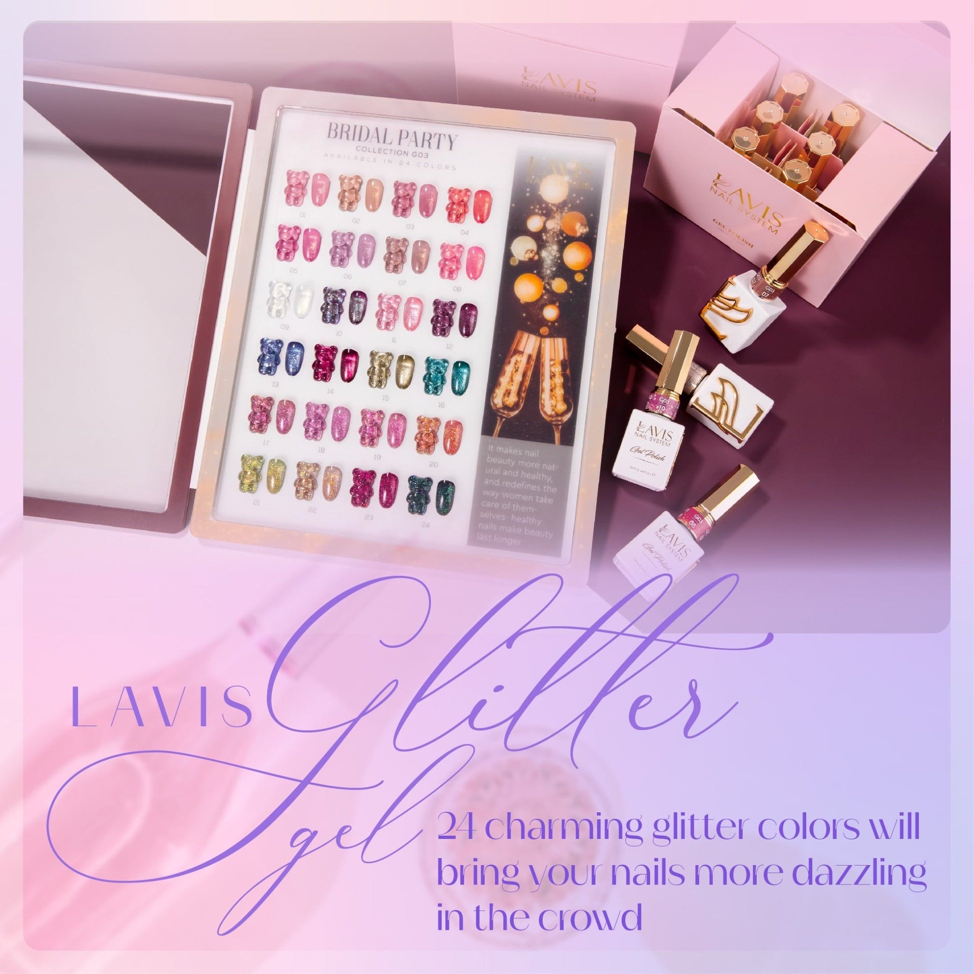 LAVIS 04 (G03 - ver2) - Gel Polish 0.5 oz - Bridal Party Glitter Collection - DTK Nail Supply
