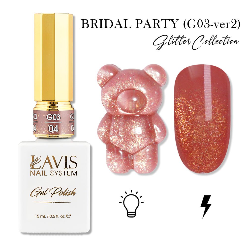 LAVIS 04 (G03 - ver2) - Gel Polish 0.5 oz - Bridal Party Glitter Collection - DTK Nail Supply