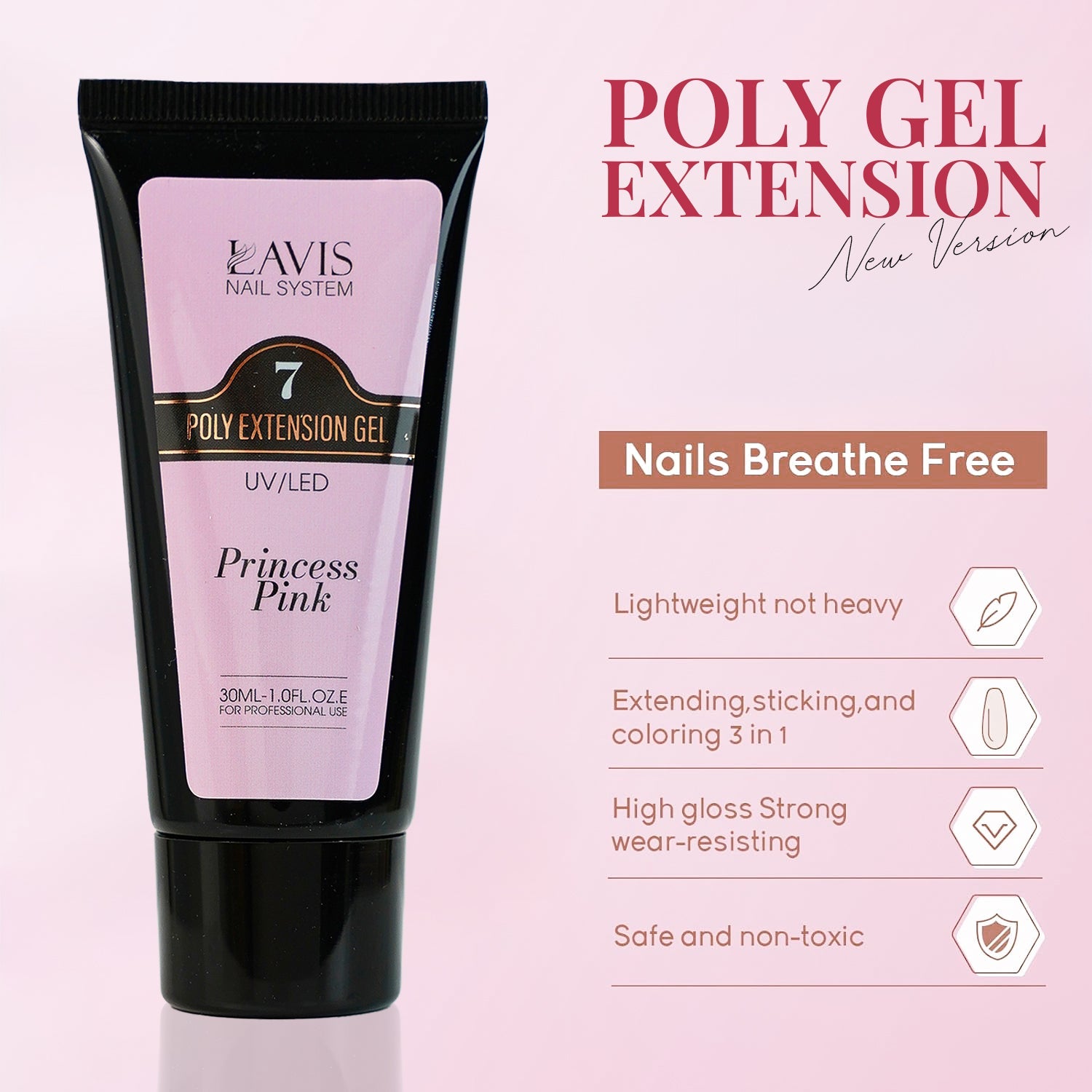 LAVIS 05 Blushing - New Poly Extension Gel UV/LED 30ml - DTK Nail Supply
