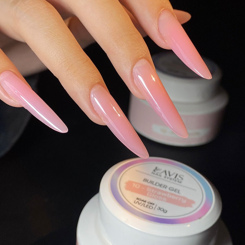 LAVIS 10 Strawberry Gloss - Builder Gel In The Jar 30ml - DTK Nail Supply