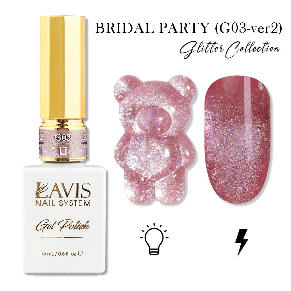 LAVIS 11 (G03 - ver2) - Gel Polish 0.5 oz - Bridal Party Glitter Collection - DTK Nail Supply