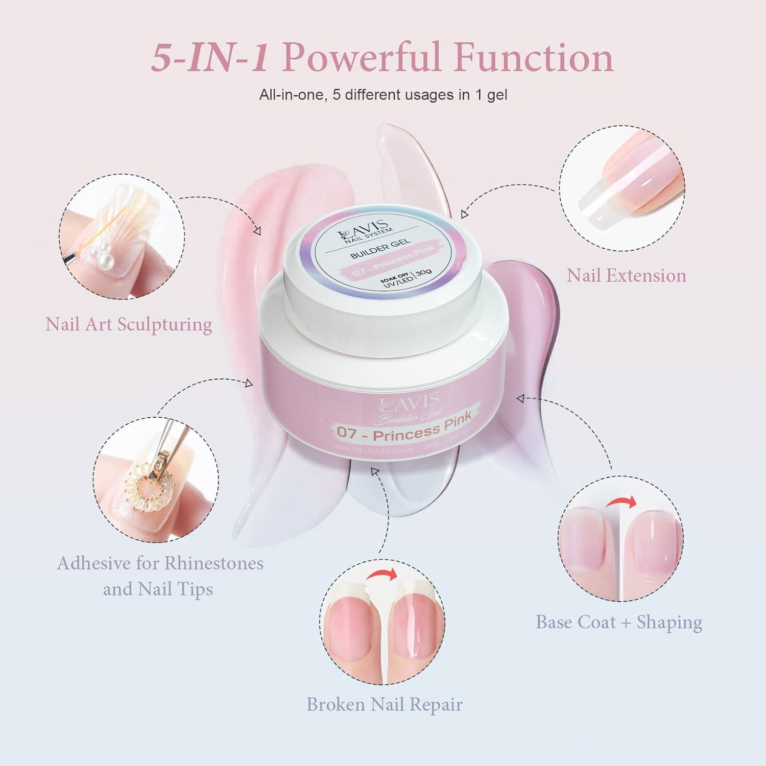 LAVIS 14 Pink Sugar - Builder Gel In The Jar 30ml