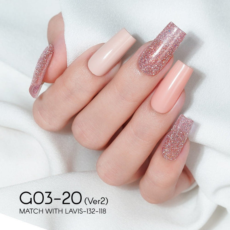 LAVIS 20 (G03 - ver2) - Gel Polish 0.5 oz - Bridal Party Glitter Collection - DTK Nail Supply