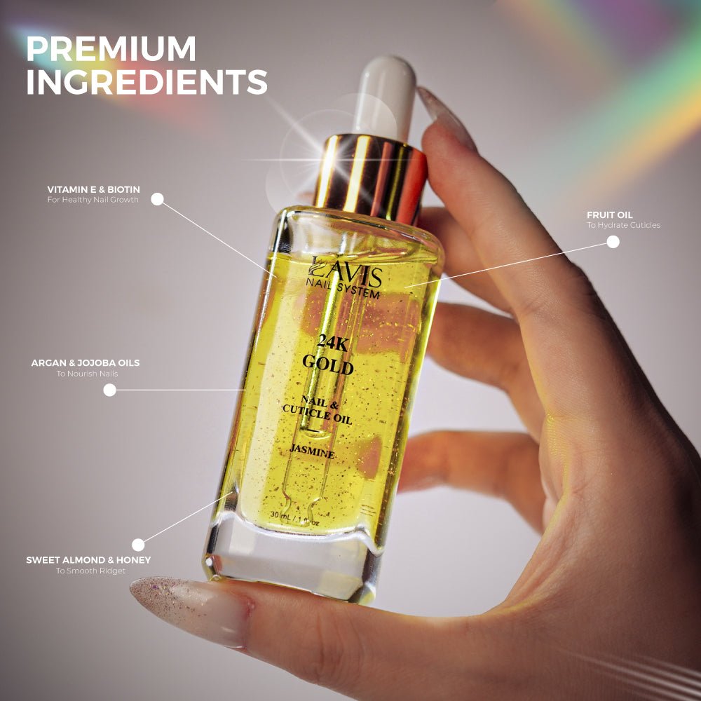Lavis 24K Gold Nail & Cuticle Oil - Peach - 30mL - DTK Nail Supply