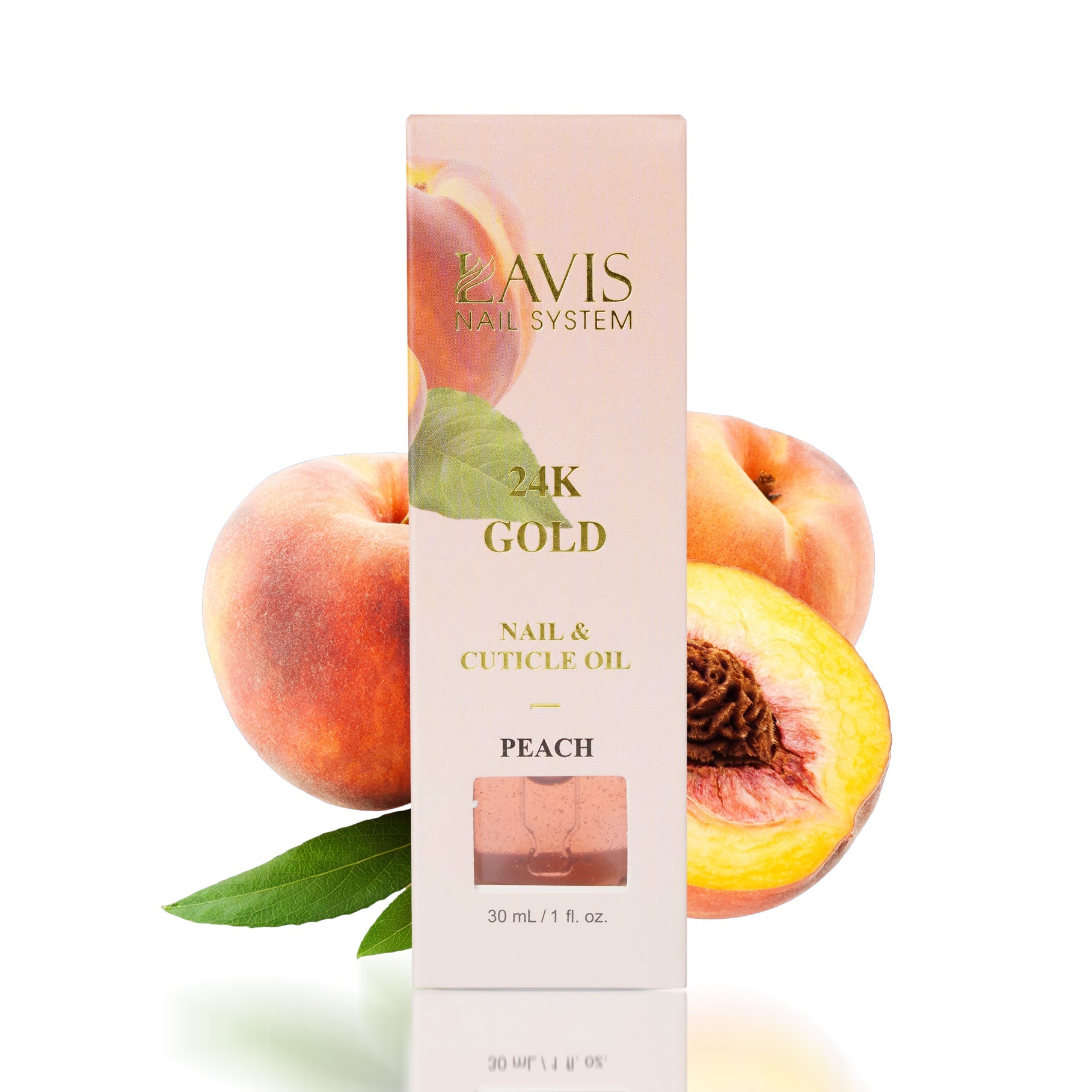Lavis 24K Gold Nail & Cuticle Oil - Peach - 30mL - DTK Nail Supply