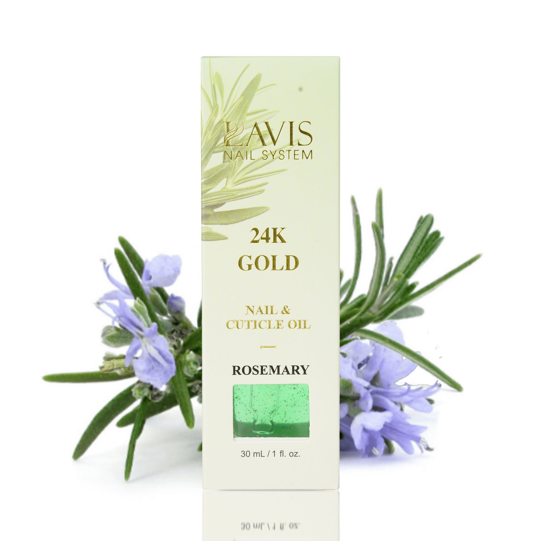 Lavis 24K Gold Nail & Cuticle Oil - Rosemary - 30mL - DTK Nail Supply