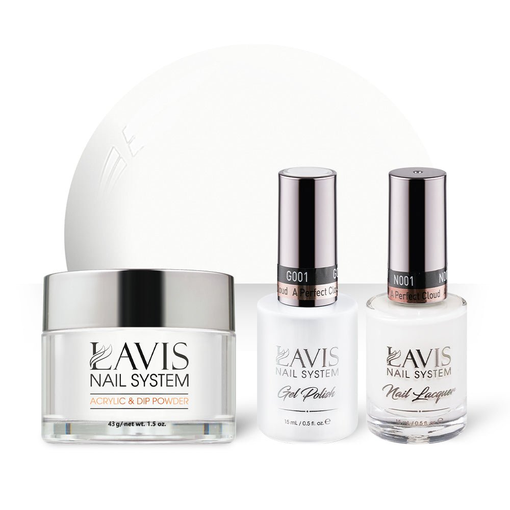 LAVIS 3 in 1 - 001 A Perfect Cloud - Acrylic & Dip Powder, Gel & Lacquer - DTK Nail Supply