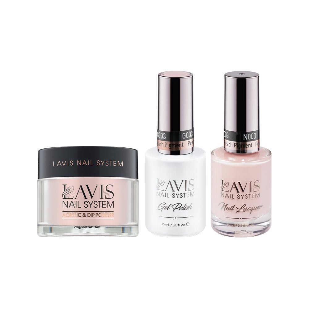 LAVIS 3 in 1 - 003 Peach Pigment - Acrylic & Dip Powder, Gel & Lacquer - DTK Nail Supply
