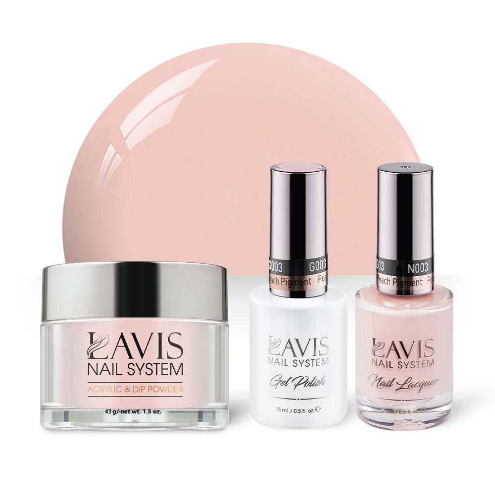 LAVIS 3 in 1 - 003 Peach Pigment - Acrylic & Dip Powder, Gel & Lacquer - DTK Nail Supply