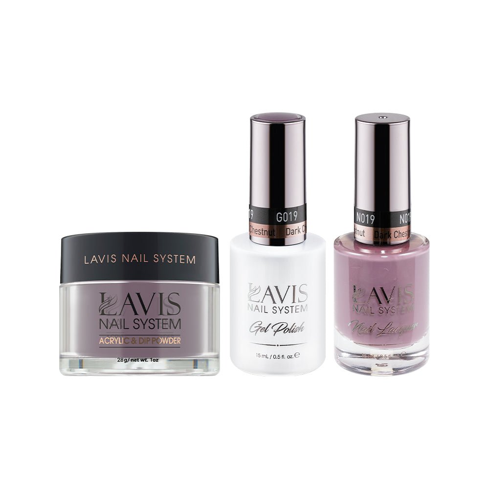 LAVIS 3 in 1 - 019 Dark Chestnut - Acrylic & Dip Powder, Gel & Lacquer - DTK Nail Supply