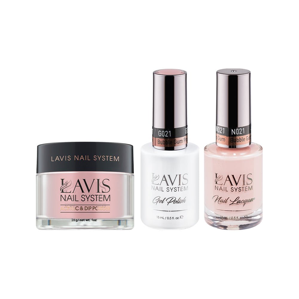 LAVIS 3 in 1 - 021 Bubble Gum Pop Gum - Acrylic & Dip Powder, Gel & Lacquer - DTK Nail Supply
