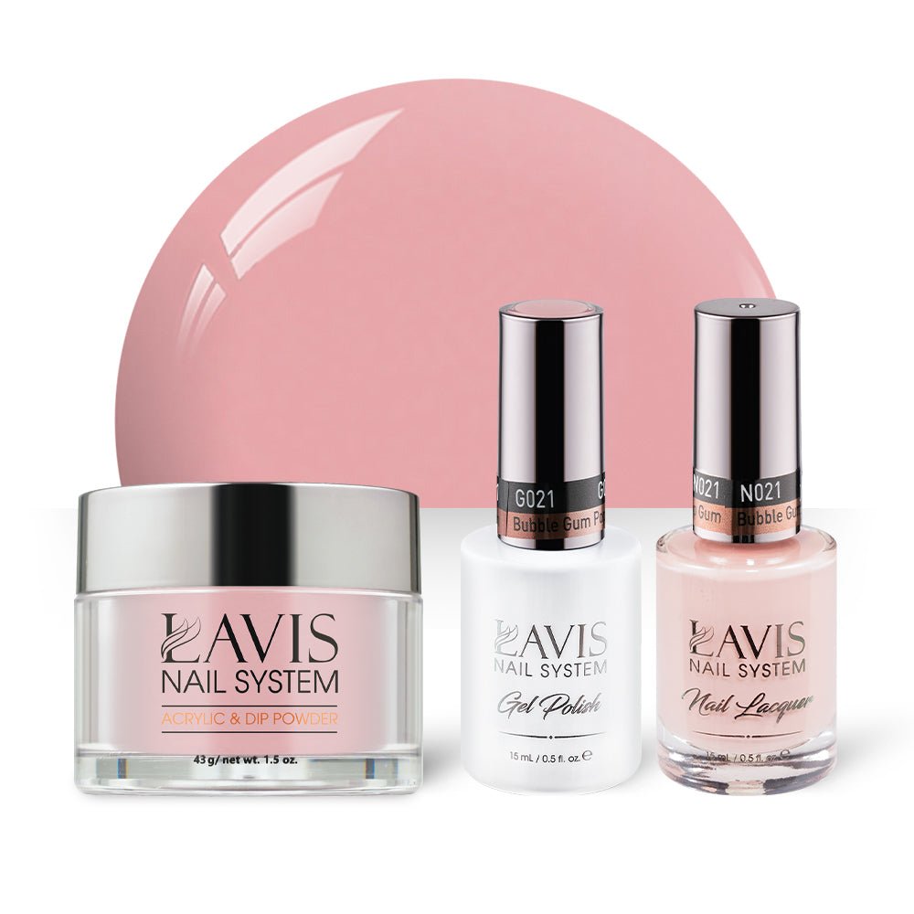 LAVIS 3 in 1 - 021 Bubble Gum Pop Gum - Acrylic & Dip Powder, Gel & Lacquer - DTK Nail Supply