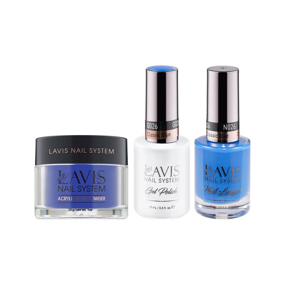 LAVIS 3 in 1 - 026 Classic Blue - Acrylic & Dip Powder, Gel & Lacquer - DTK Nail Supply