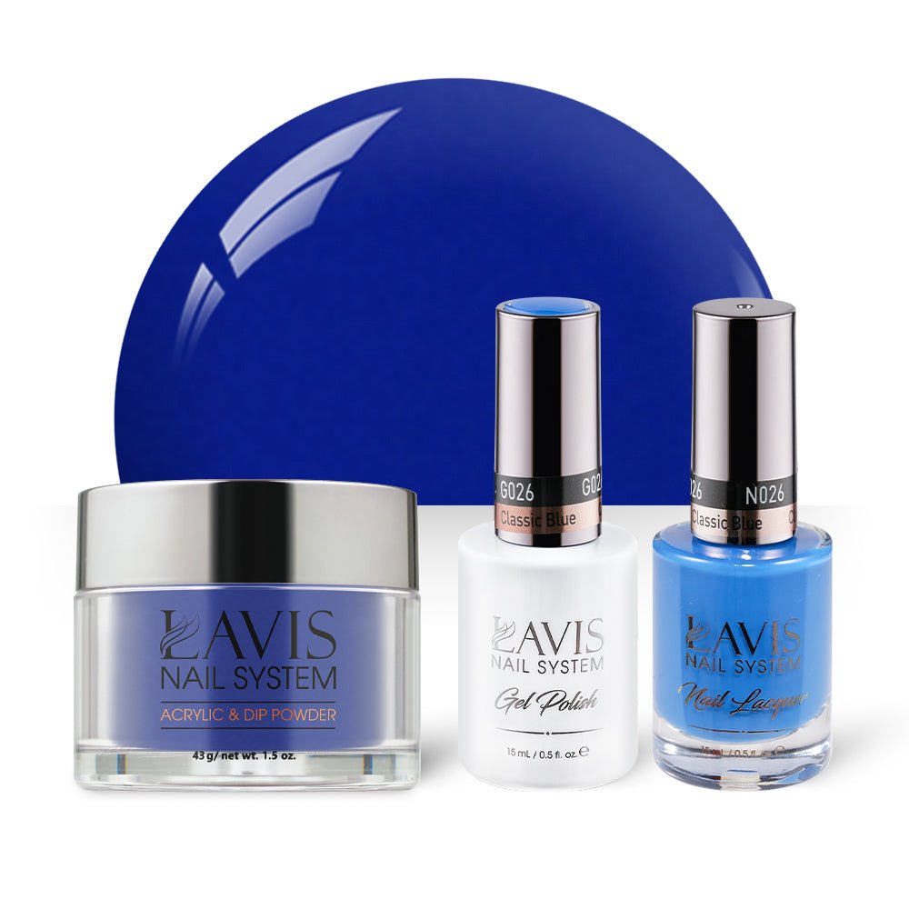 LAVIS 3 in 1 - 026 Classic Blue - Acrylic & Dip Powder, Gel & Lacquer - DTK Nail Supply
