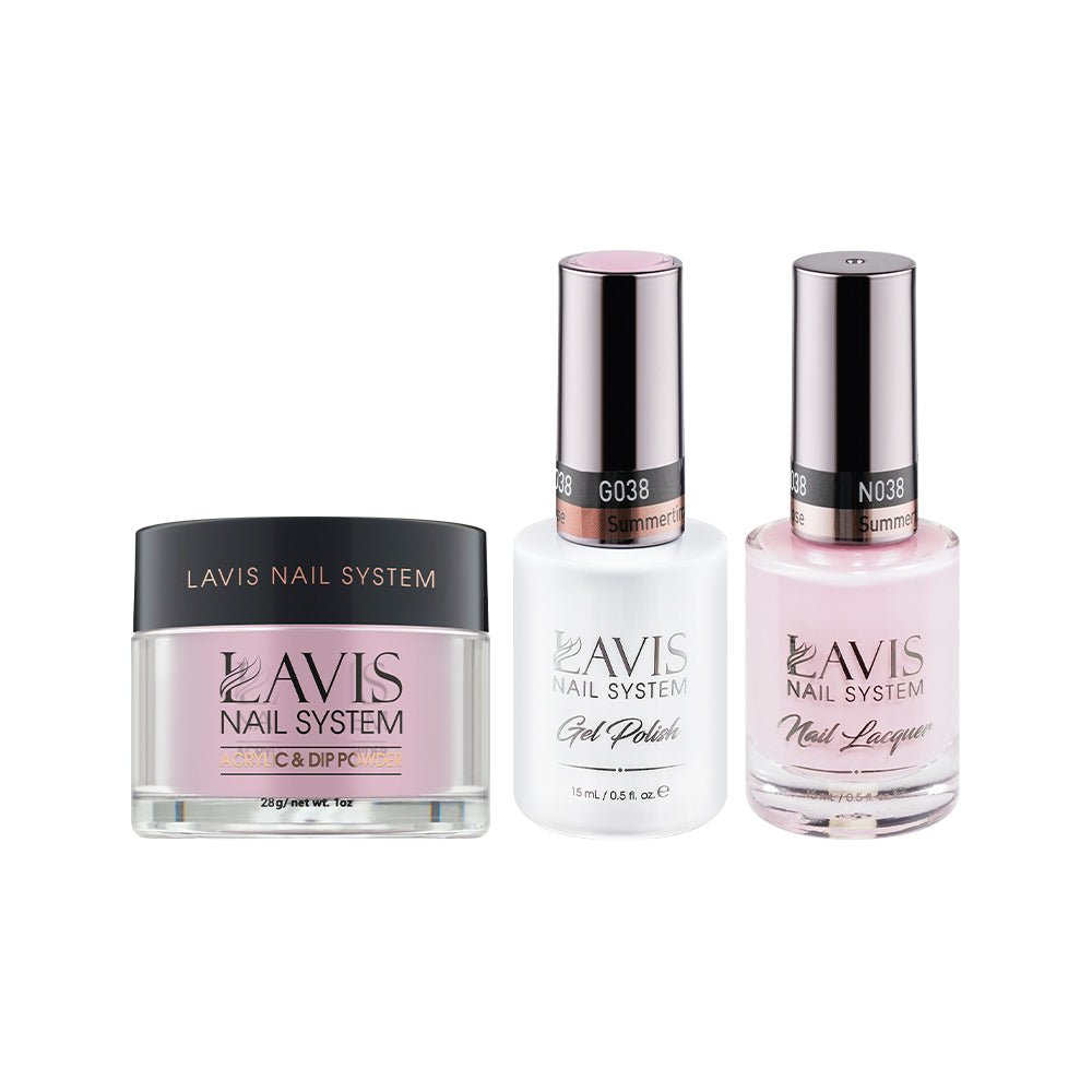 LAVIS 3 in 1 - 038 Summertime Rose - Acrylic & Dip Powder, Gel & Lacquer - DTK Nail Supply