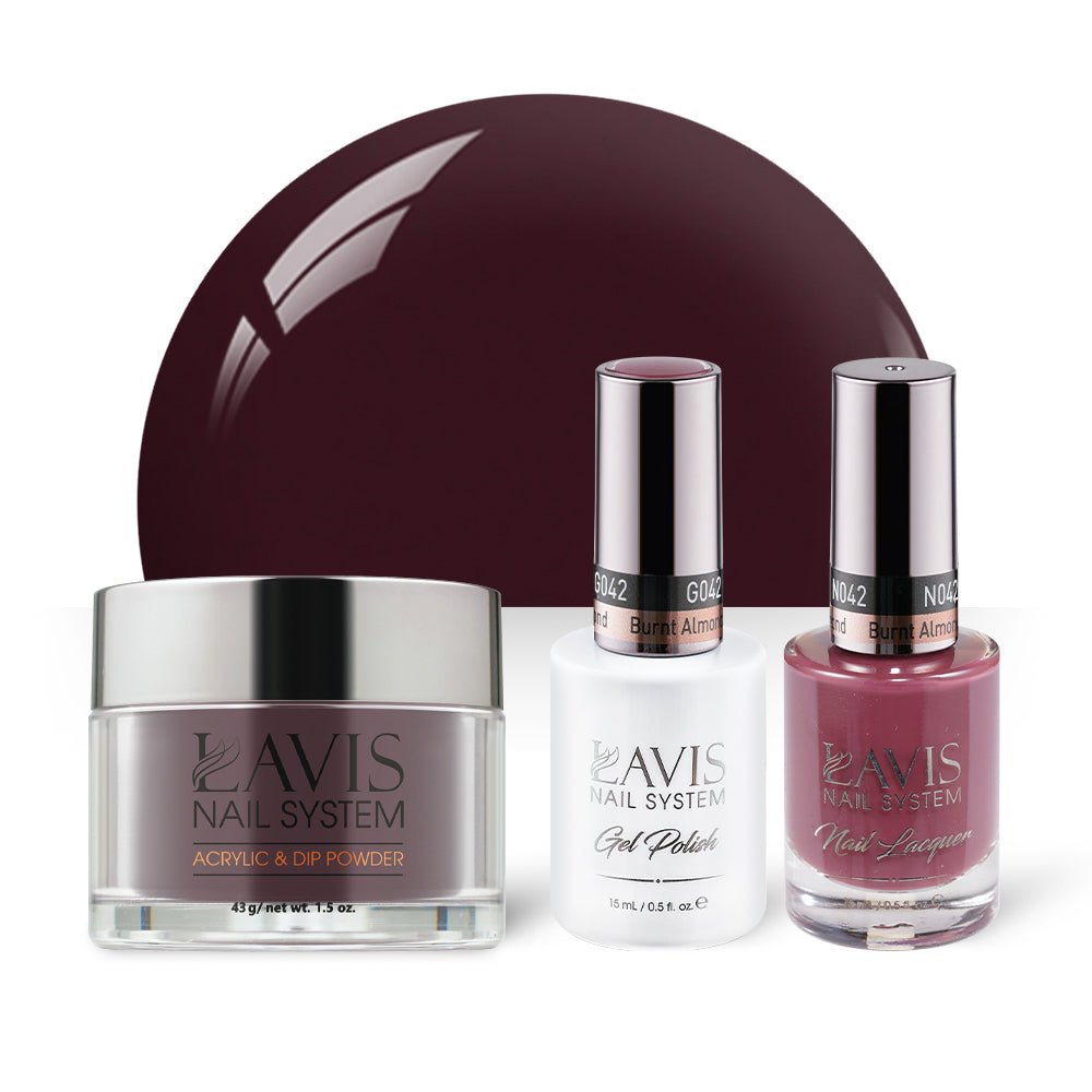 LAVIS 3 in 1 - 042 Burnt Almond - Acrylic & Dip Powder, Gel & Lacquer - DTK Nail Supply