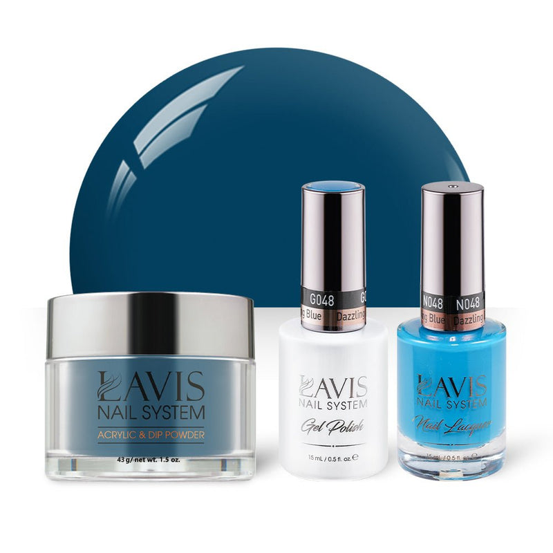LAVIS 3 in 1 - 048 Dazzling Blue - Acrylic & Dip Powder, Gel & Lacquer - DTK Nail Supply