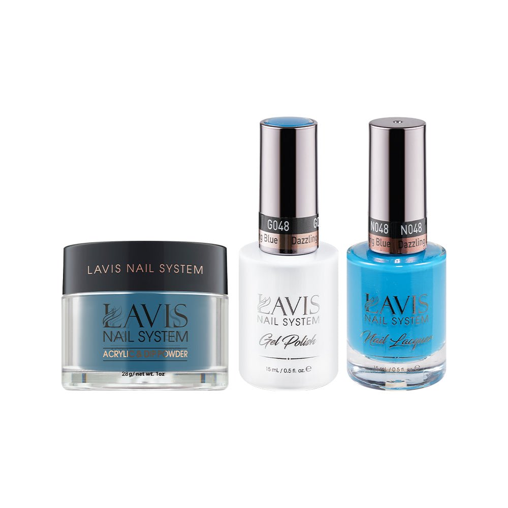 LAVIS 3 in 1 - 048 Dazzling Blue - Acrylic & Dip Powder, Gel & Lacquer - DTK Nail Supply