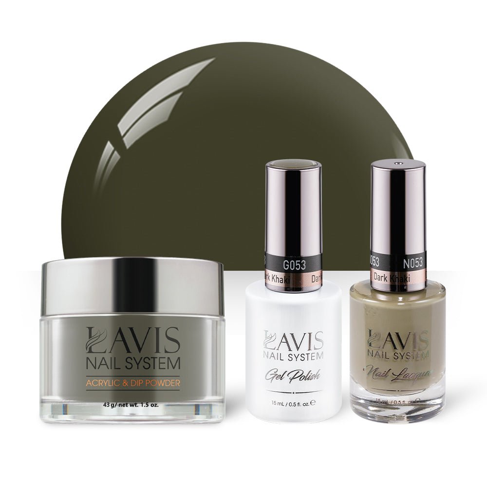 LAVIS 3 in 1 - 053 Dark Khaki - Acrylic & Dip Powder, Gel & Lacquer - DTK Nail Supply
