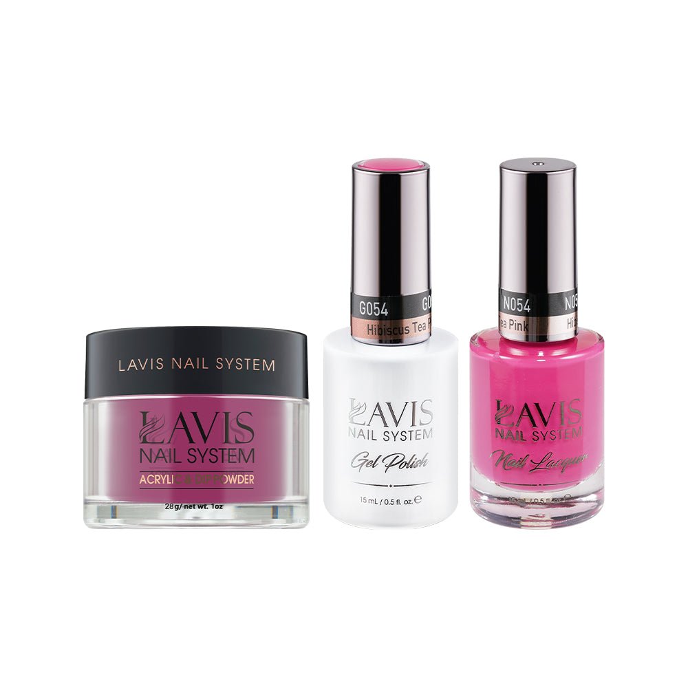 LAVIS 3 in 1 - 054 Hibiscus Tea Pink - Acrylic & Dip Powder, Gel & Lacquer - DTK Nail Supply