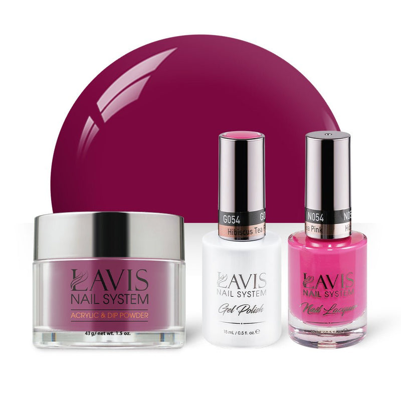LAVIS 3 in 1 - 054 Hibiscus Tea Pink - Acrylic & Dip Powder, Gel & Lacquer - DTK Nail Supply