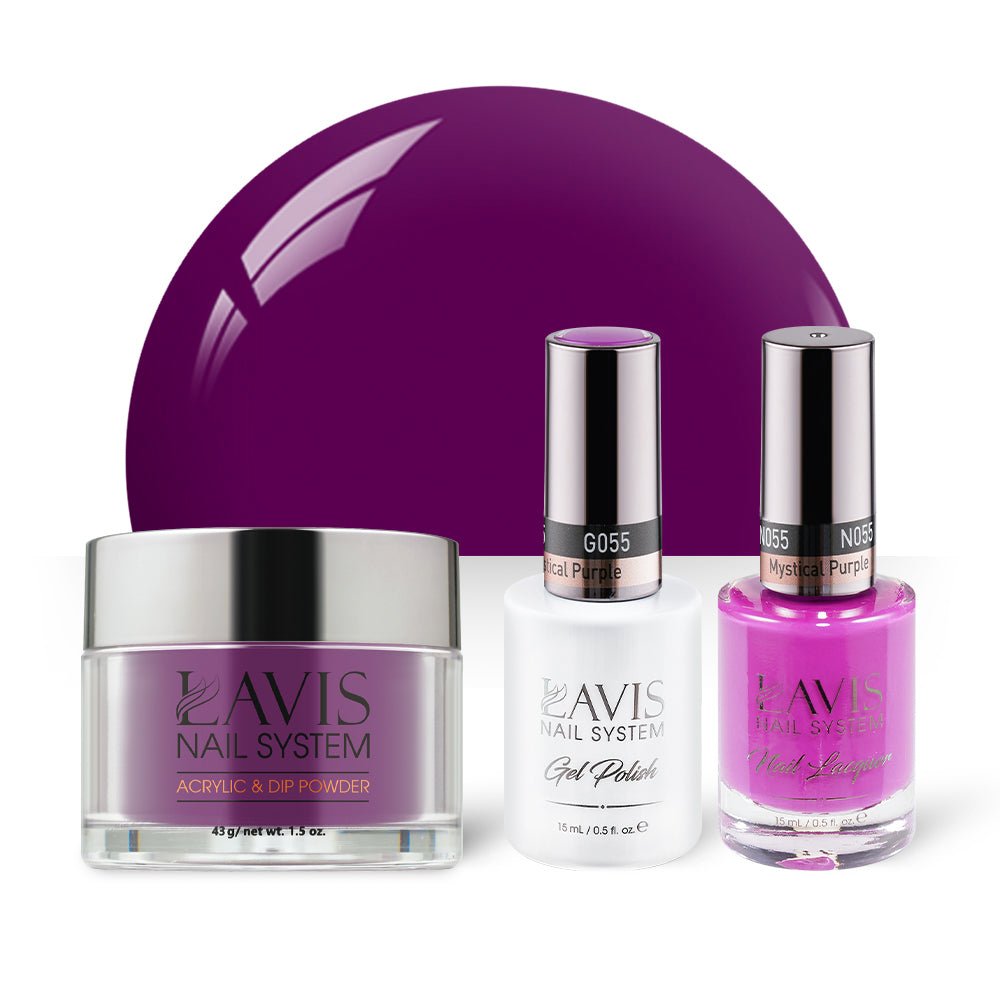 LAVIS 3 in 1 - 055 Mystical Purple - Acrylic & Dip Powder, Gel & Lacquer - DTK Nail Supply