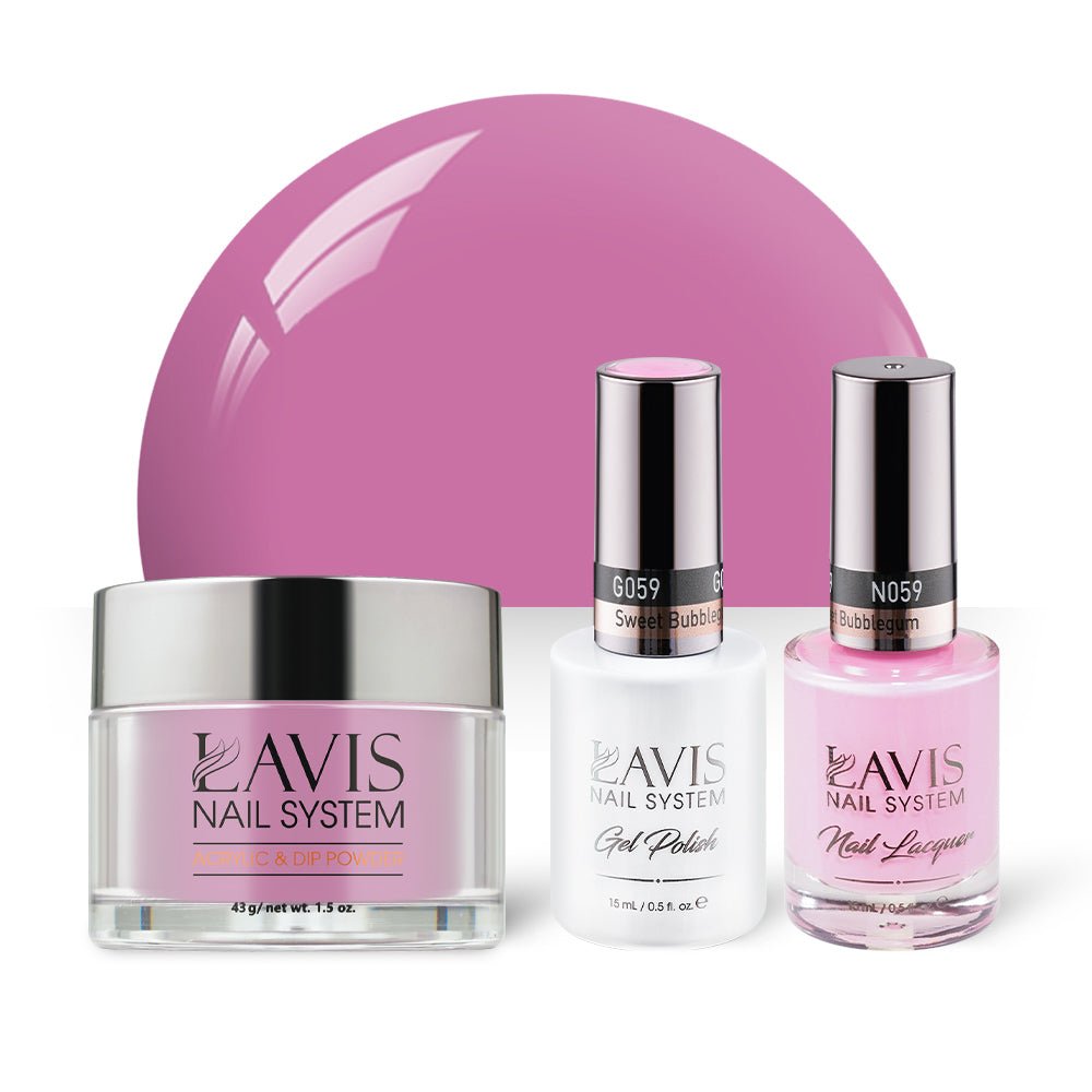 LAVIS 3 in 1 - 059 Sweet Bubblegum - Acrylic & Dip Powder, Gel & Lacquer - DTK Nail Supply