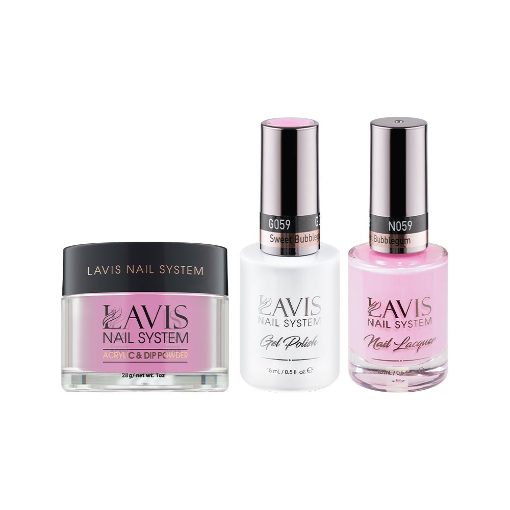 LAVIS 3 in 1 - 059 Sweet Bubblegum - Acrylic & Dip Powder, Gel & Lacquer - DTK Nail Supply