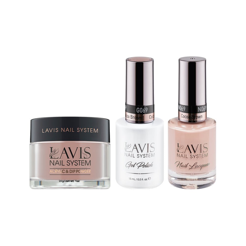 LAVIS 3 in 1 - 069 Cocoa Brown - Acrylic & Dip Powder, Gel & Lacquer - DTK Nail Supply