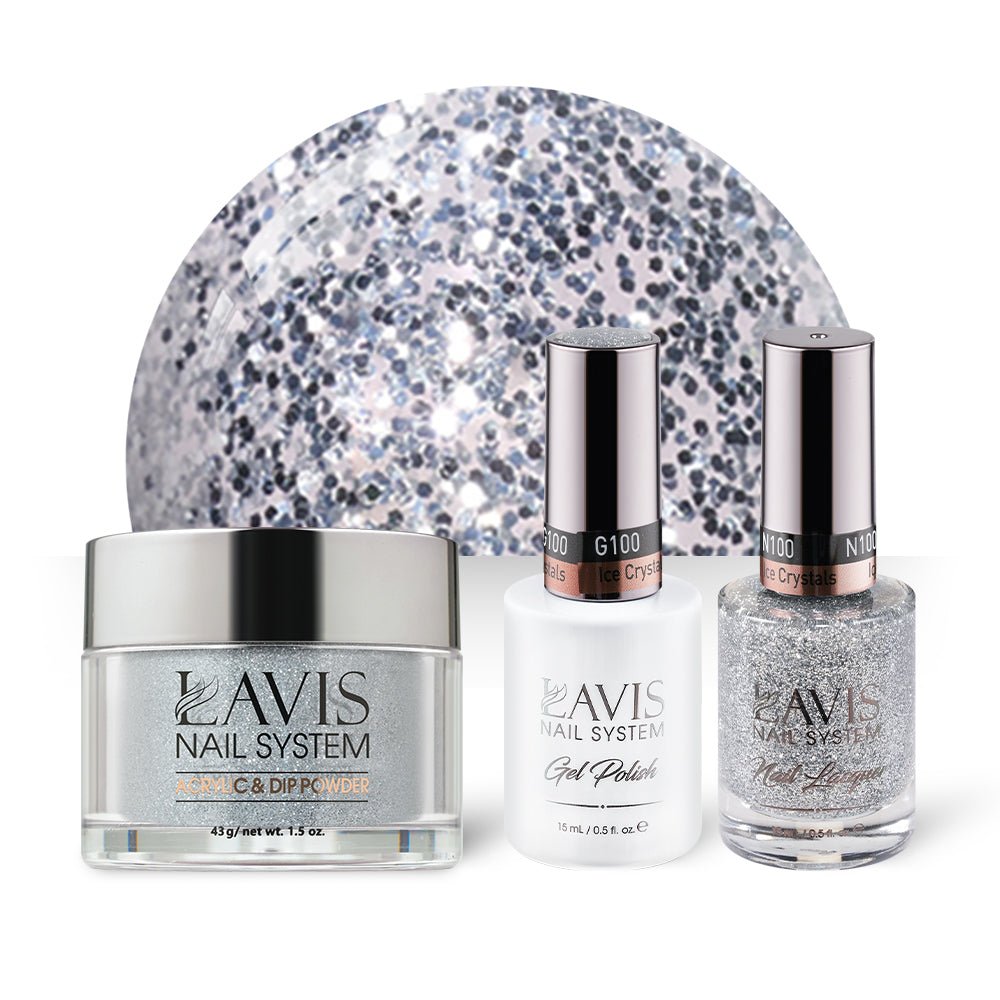 LAVIS 3 in 1 - 100 Ice Crystals - Acrylic & Dip Powder, Gel & Lacquer - DTK Nail Supply