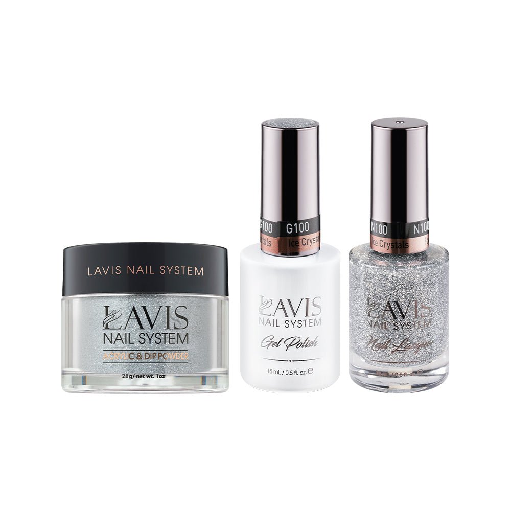 LAVIS 3 in 1 - 100 Ice Crystals - Acrylic & Dip Powder, Gel & Lacquer - DTK Nail Supply