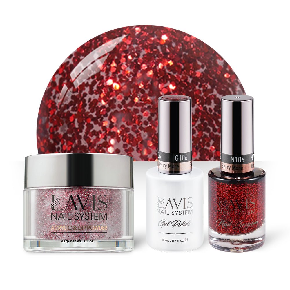LAVIS 3 in 1 - 106 Berry More - Acrylic & Dip Powder, Gel & Lacquer - DTK Nail Supply