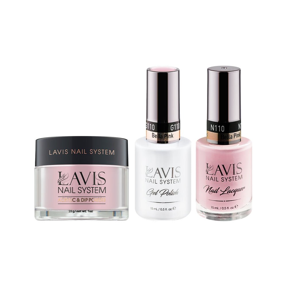 LAVIS 3 in 1 - 110 Bella Pink - Acrylic & Dip Powder, Gel & Lacquer - DTK Nail Supply