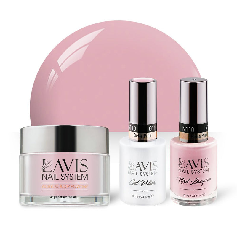 LAVIS 3 in 1 - 110 Bella Pink - Acrylic & Dip Powder, Gel & Lacquer - DTK Nail Supply