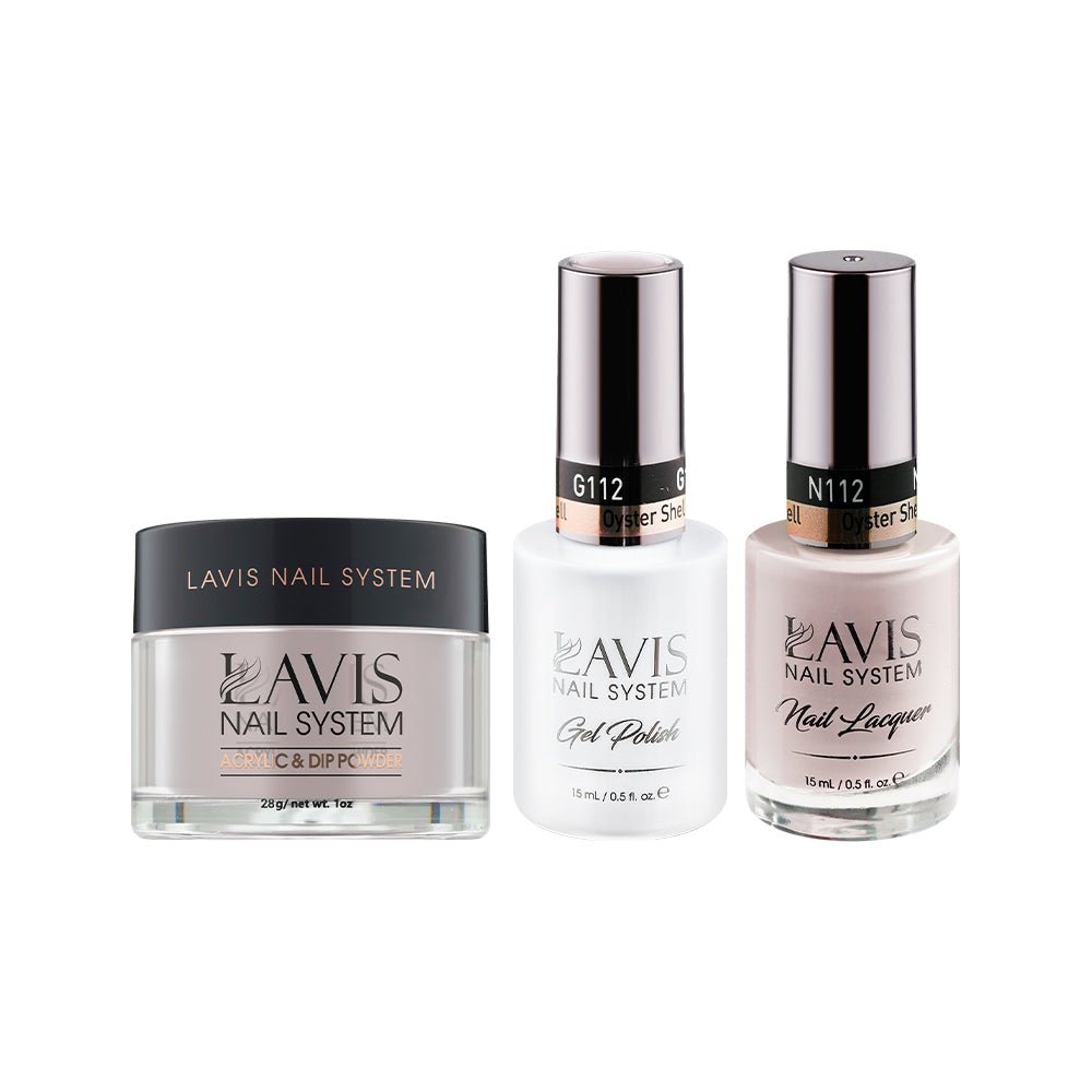 LAVIS 3 in 1 - 112 Oyster Shell - Acrylic & Dip Powder, Gel & Lacquer - DTK Nail Supply