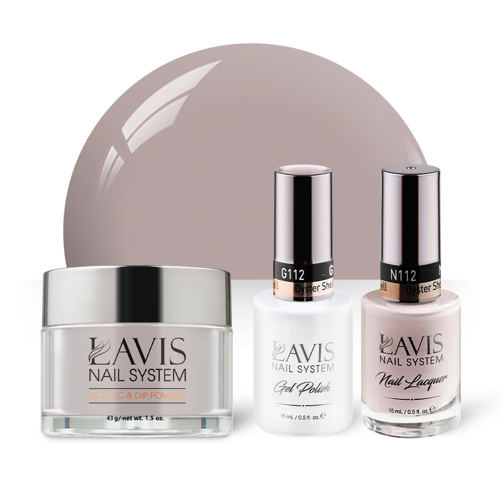 LAVIS 3 in 1 - 112 Oyster Shell - Acrylic & Dip Powder, Gel & Lacquer - DTK Nail Supply