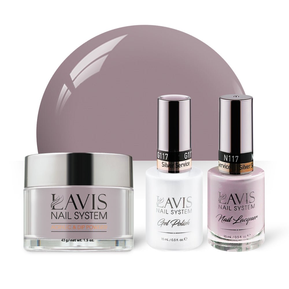 LAVIS 3 in 1 - 117 Silver Service - Acrylic & Dip Powder, Gel & Lacquer - DTK Nail Supply