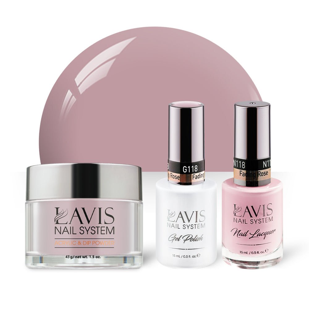 LAVIS 3 in 1 - 118 Fading Rose - Acrylic & Dip Powder, Gel & Lacquer - DTK Nail Supply