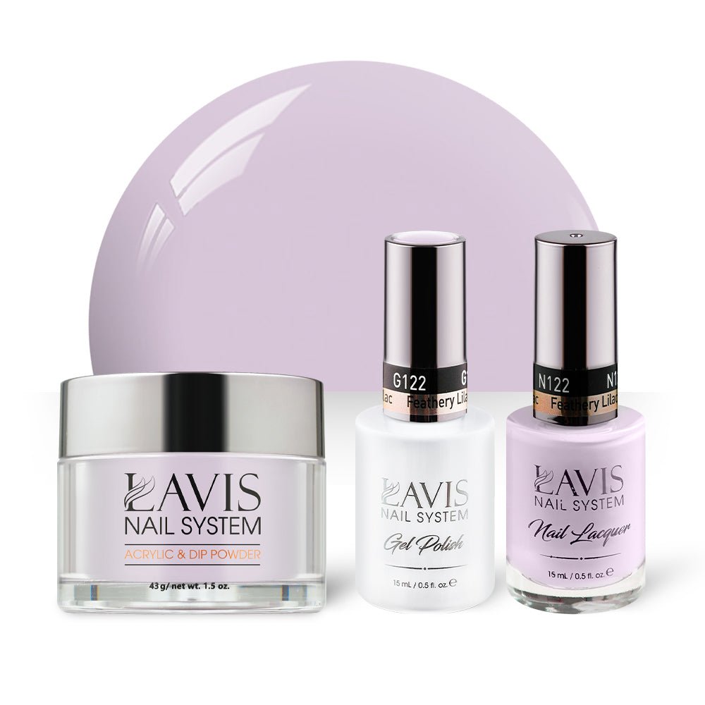 LAVIS 3 in 1 - 122 Feathery Lilac - Acrylic & Dip Powder, Gel & Lacquer - DTK Nail Supply