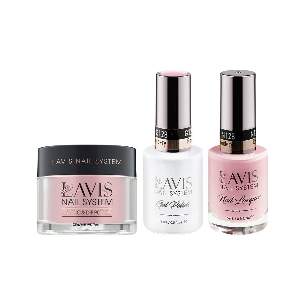 LAVIS 3 in 1 - 128 Rose Embroidery - Acrylic & Dip Powder, Gel & Lacquer - DTK Nail Supply